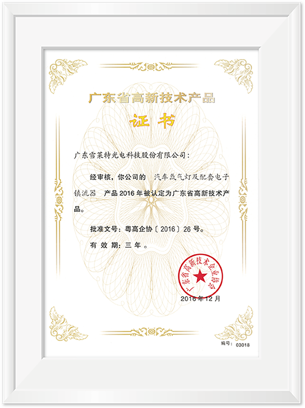 广东省高新手艺产品证书